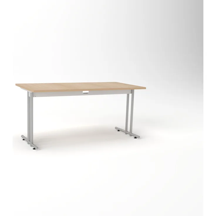 Rheinland Möbel Statio Schreibtisch 160x80 cm höhenverstellbar ±10 mm in Eiche – großzügiger Bürotisch für Homeoffice & Büro, gerader Fuß, Kabelwanne, einfache Montage, FSC® zertifiziert