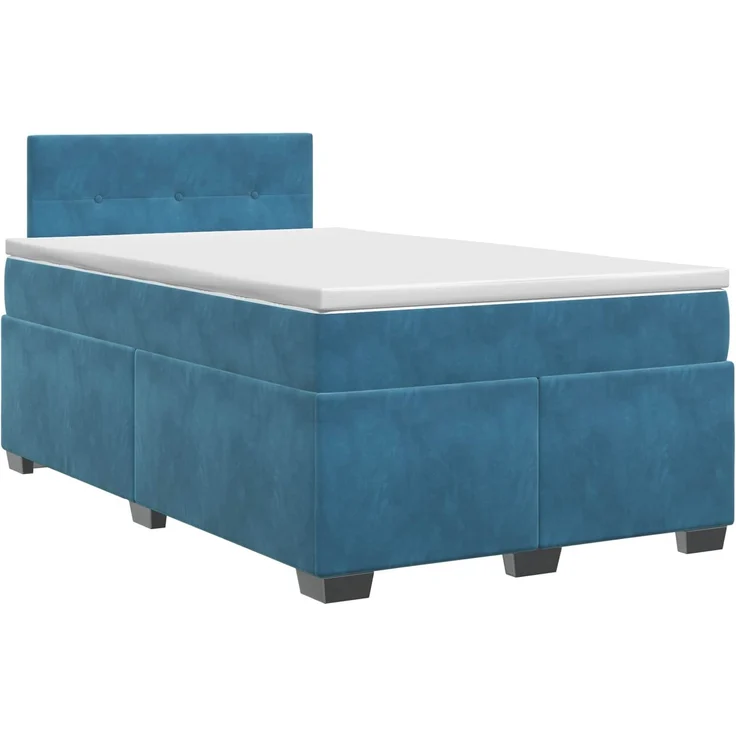 vidaXL Boxspringbett mit Matratze Blau 120 x 190 cm Samt 3450678 – Bild 2