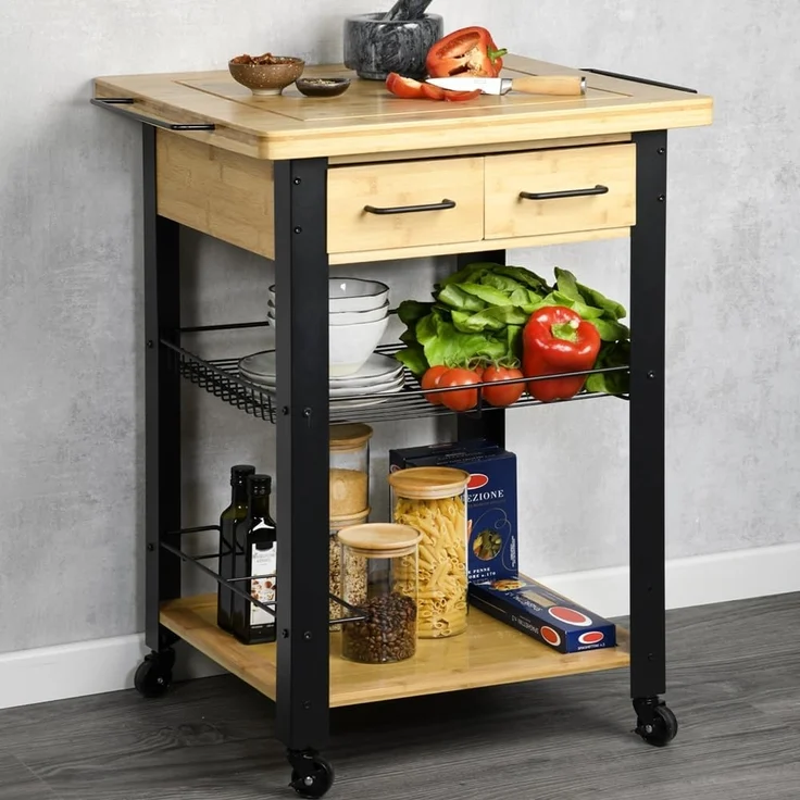 Kesper | Küchenwagen, Material: FSC-zertifizierte Faserplatte, Maße: B: 71 x H: 88 x T: 60cm, Farbe:Natur/schwarz | 25891 13 – Bild 6