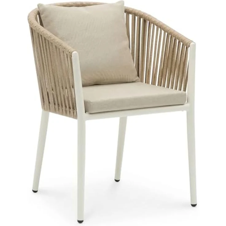 IDIMEX Garten-Essgruppe ISOLA, Gartenmöbelset mit 8 Stühlen und Tisch mit Alu & Holzoptik weiß – Bild 4