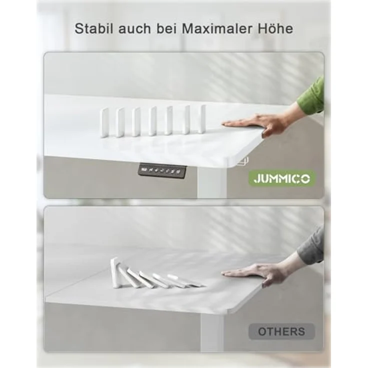 JUMMICO Höhenverstellbarer Schreibtisch mit USB-Ladeanschluss 110x53 cm, Schreibtisch Höhenverstellbar Elektrisch, Steh-Sitz Tisch Stehpult Verstellbarer Computertisch,Standing Desk, Weiß – Bild 7