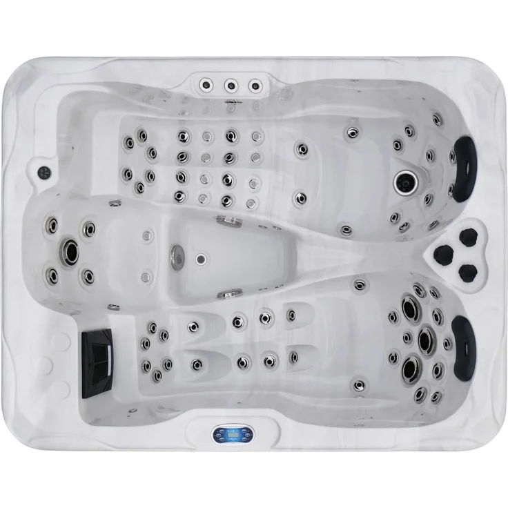 Sanotechnik Outdoor Whirlpool 'MAURITIUS WHITE MARBLE' inkl. Stiege und Abdeckung, 210x160x90 cm
