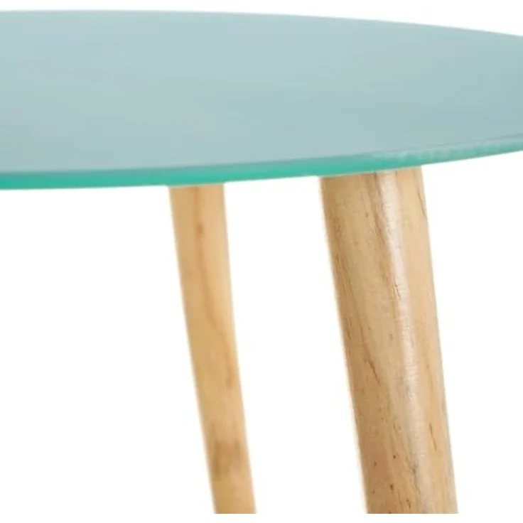 Set mit 2 Beistelltischen aus Holz und Glas in Rosa-Blau und Natur – Bild 2