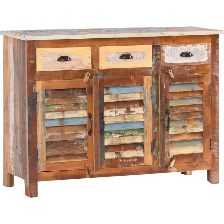 Sideboard Wakefield 3türig aus recycelten Hölzern farbig