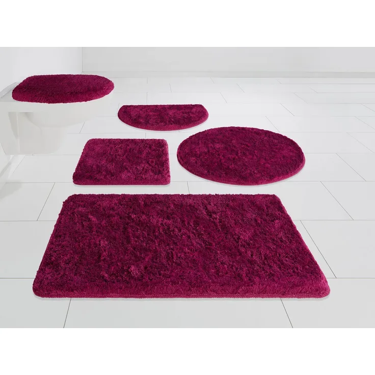 my home Badematte Merida, Badvorleger, Badezimmer Teppich, Höhe 32 mm, rutschhemmend beschichtet, fußbodenheizungsgeeignet, schnell trocknend, strapazierfähig, Kunstfaser, rund, Badteppich, Uni Farben, rechteckig, rund & als 2-tlg. Set erhältlich