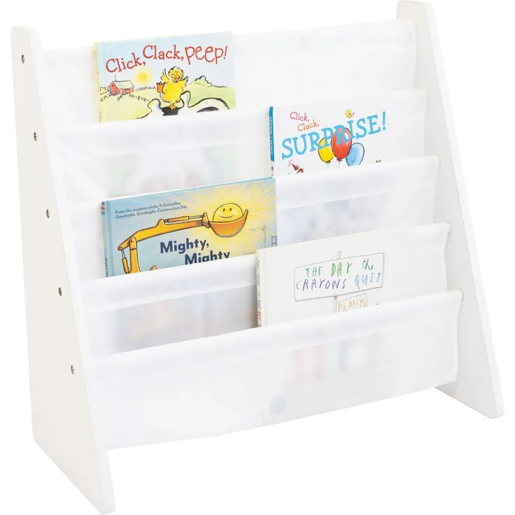 Humble Crew elegantes Kinder-Bücherregal in Weiß! 4 Etagen für Bücher, ideal für Kinderzimmer. Jetzt Ordnung mit schickem Design schaffen
