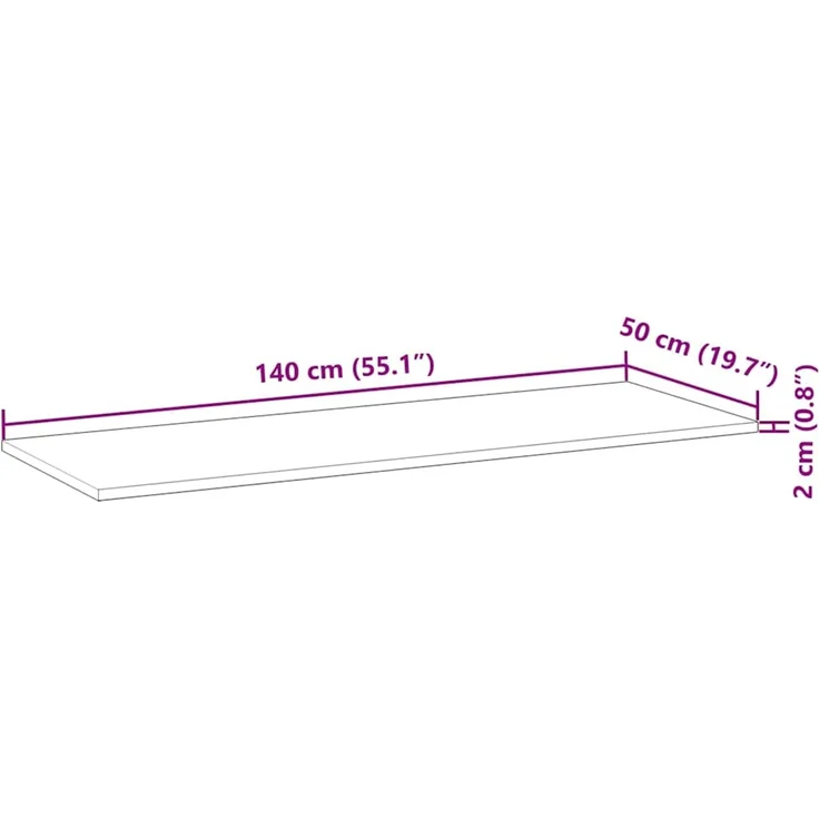 vidaXL Tischplatte Rechteckig 140x50x2 cm Massivholz Akazie 4008822 – Bild 10