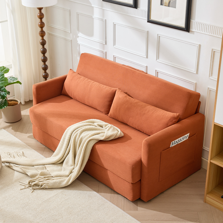 ZUBALIYA Schlafsofa 92x82 cm, mit Stauraum, mit Samtbezug, mit Cordbezug, mit breiten Armlehnen, mit Schaumstoffpolsterung – Bild 14