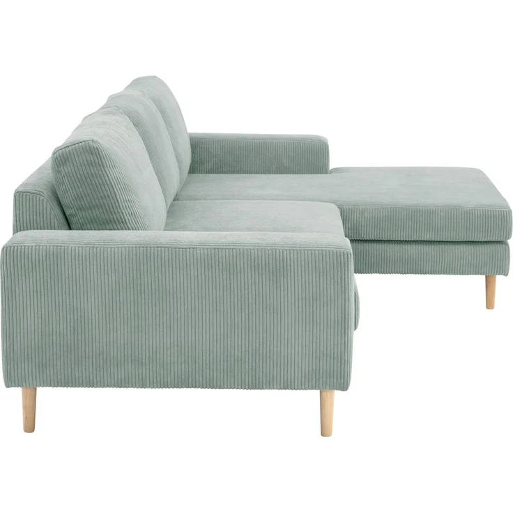 Sofa mit Longchair rechts Kaylynn Cordstoff silber – Bild 4