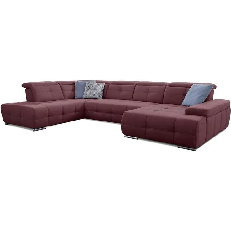 Cavadore Wohnlandschaft Mistrel mit Bettfunktion / Schlafsofa mit leichter Fleckentfernung dank Soft Clean / Geeignet für Haushalte mit Kindern, Haustieren /343 x 77 x 228 / rot