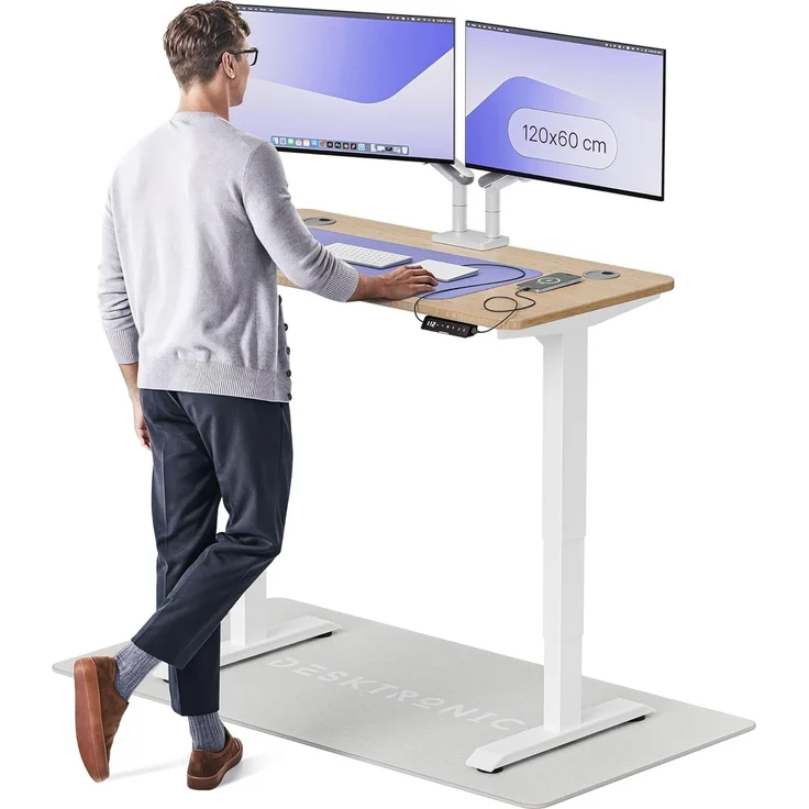 Desktronic Höhenverstellbarer Schreibtisch aus Bambus (120x60 cm) – Elektrisch höhenverstellbar mit flüsterleisem Dual-Motor & Touchscreen – Hohe Tragfähigkeit – Stehtisch HomePro – Bild 1