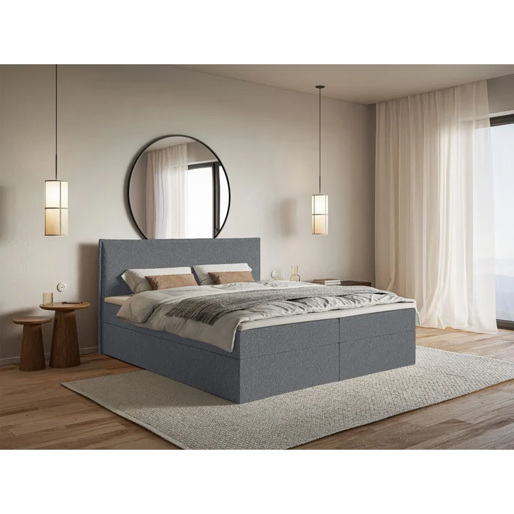 Selsey 'Softie' Boxspringbett 140x200 cm mit Topper und Stauraum, Chenille, Graphitgrau – Bild 3