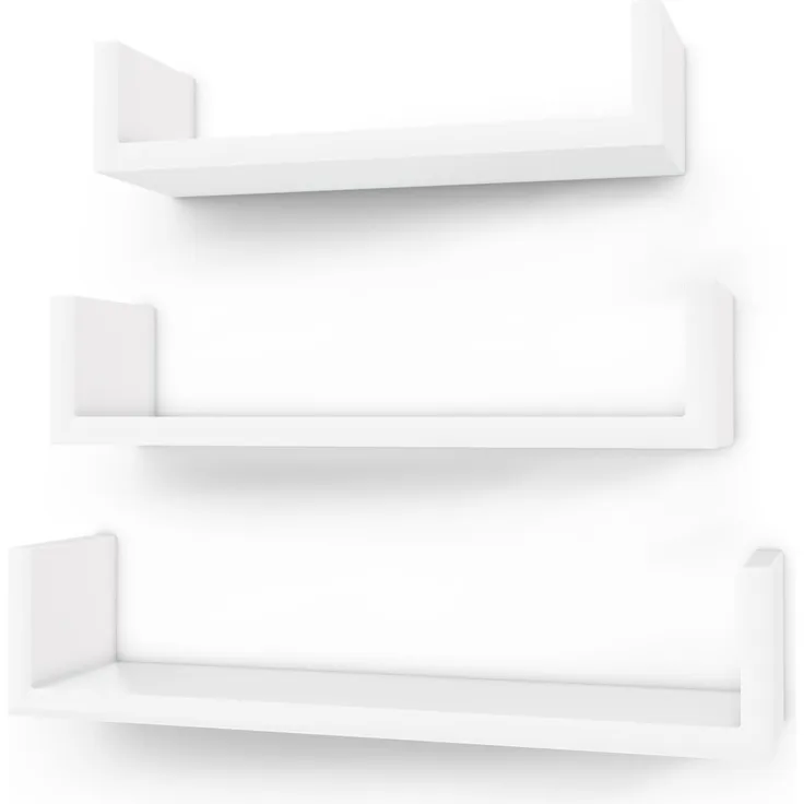 Wandregal 3er Set U-Form Schweberegal kreatives Lounge Cube Regal aus MDF-Platte Weiß LWS40WT