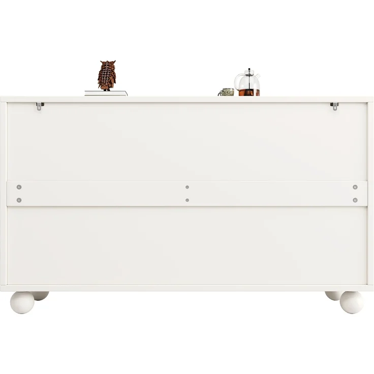 Sideboard 120x35x71 cm mit verstellbarer Ablage – weiß, MDF und Metall – Bild 8