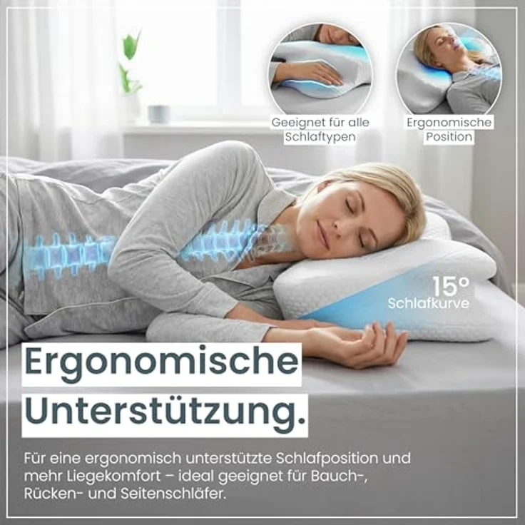 Gentle North Nackenstützkissen Orthopädisches Nackenstützkissen aus hochwertigem Memory Foam – Bild 4