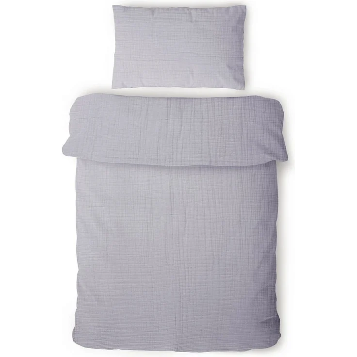 Laynenburg Kinderbettwäsche Musselin 2 teilig aus 100% Baumwolle in 100x135 cm + 40x60 cm, atmungsaktiv & bügelfrei – 3 lagig mit Reißverschluss & Haltebändern – Bild 5