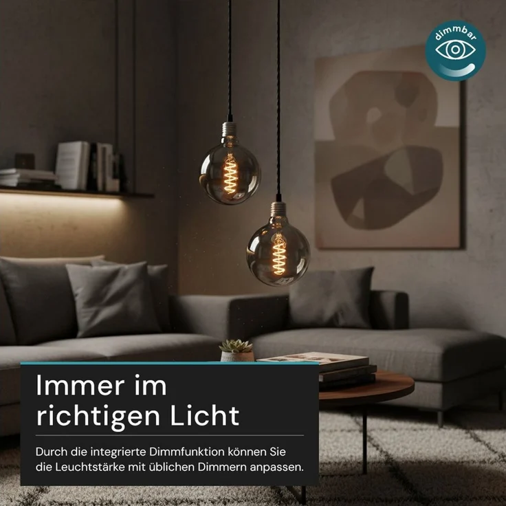 LUXULA LED-Leuchtmittel LUXULA E27 Leuchtmittel 4W 1800K Warmweiß LED Lampe Dimmbar, E27, Warmweiß, LED Filament für klassisches Retro Design, dimmbar – Bild 3