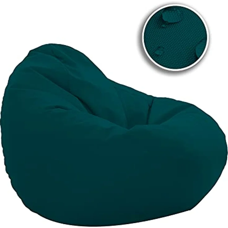 HomeIdeal - Sitzsack XXL Bodenkissen für Erwachsene & Kinder - Geeignet für Gaming oder Entspannen - Indoor wie Outdoor da er Wasserfest ist - mit EPS Perlen, Farbe:Petrol, Größe:XXL – Bild 4