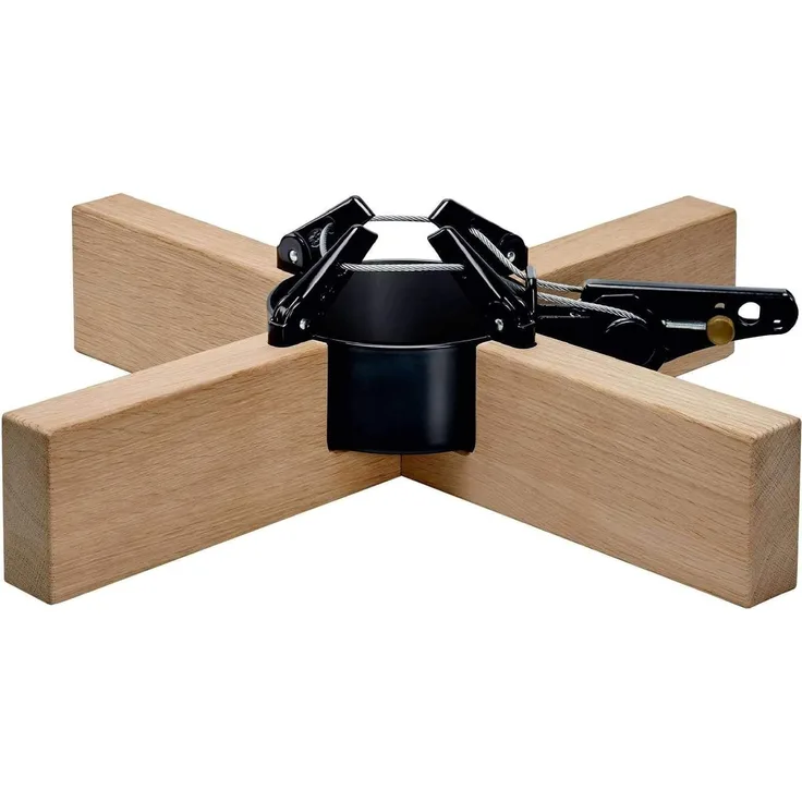 KRINNER Design Weihnachtsbaum Christbaumständer Kopenhagen Eiche/schwarz 50 cm inkl. Fußpedal-und Einseiltechnik für Baumhöhe bis 2,5m