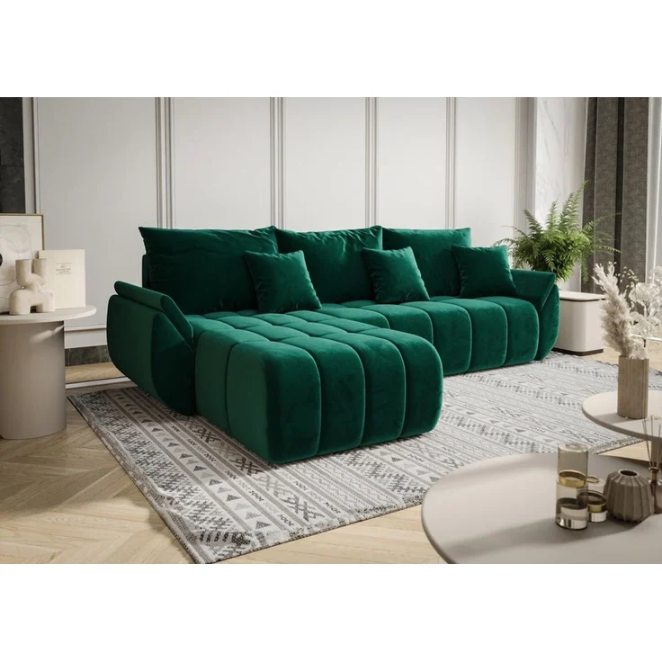 Luxusbetten24 Schlafsofa Designer Sofa Lenoa L in Samt, mit Stauraum und Schlaffunktion – Bild 3
