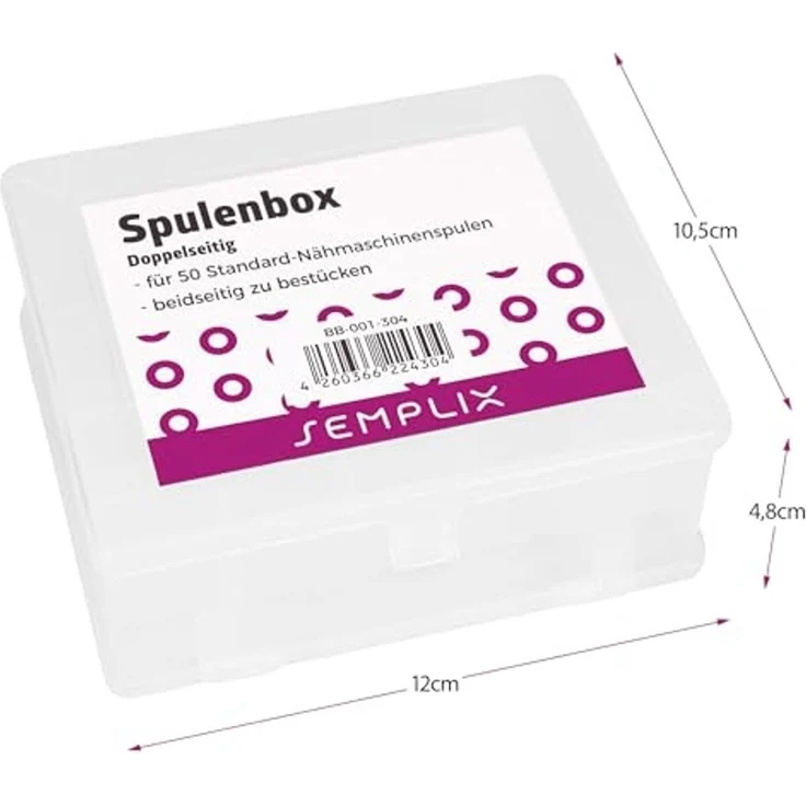 Semplix Aufbewahrungsbox - Nähmaschinen Unterfaden Spulenbox für 50 Spulen (ohne Inhalt) – Bild 2