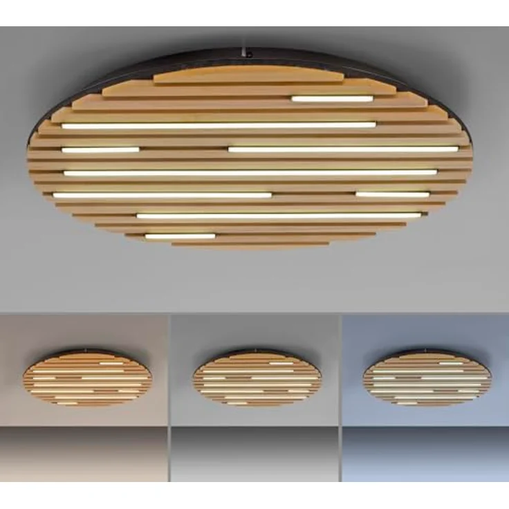 Paul Neuhaus LED Deckenleuchte, Akustik Paneel aus Echtholzfurnier in Eiche natur, SmartHome fähig mit Fernbedienung und CCT Steuerung (60cm rund) – Bild 5