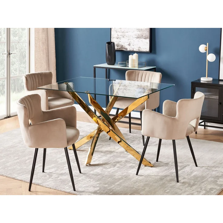 Esstisch MARAMO 120 cm 70 cm Sicherheitsglas Gold – Bild 3