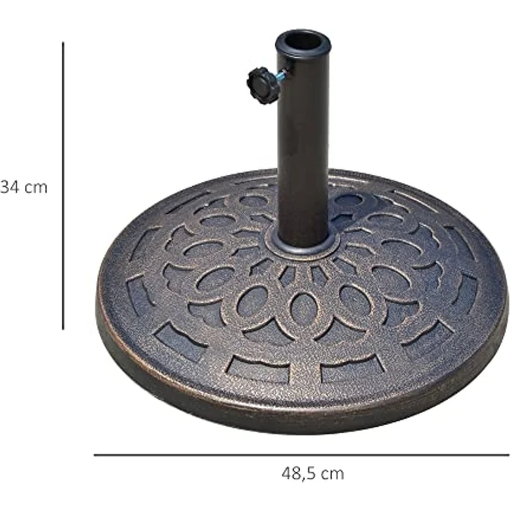Outsunny Schirmhalter Sonnenschirmständer 14kg rund 38/48mm, für Stöcke bis Ø 48 mm, Sonnenschirmfuß, 1 tlg, Schirmständer – Bild 7