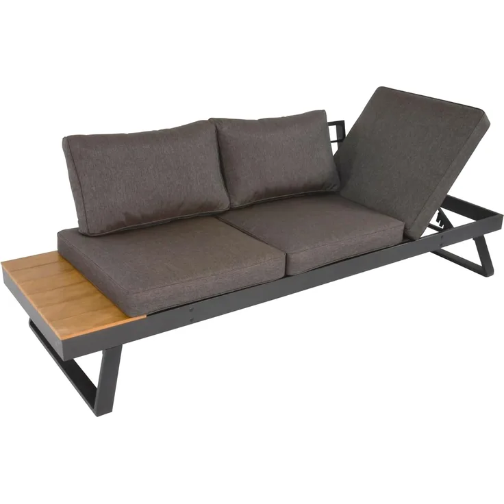 Lesli Living 'Arezzo', Gartenbank, Daybed & Sonnenliege, wetterfest, mit verstellbarem, beidseitig montierbarem Kopfteil, grau, 68 x 81 x 228 cm
