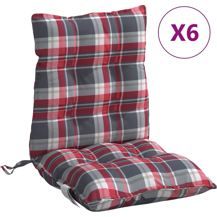 vidaXL Niedriglehner-Auflagen 6 Stk. Rot Karomuster Oxford-Gewebe 377712 – Bild 2