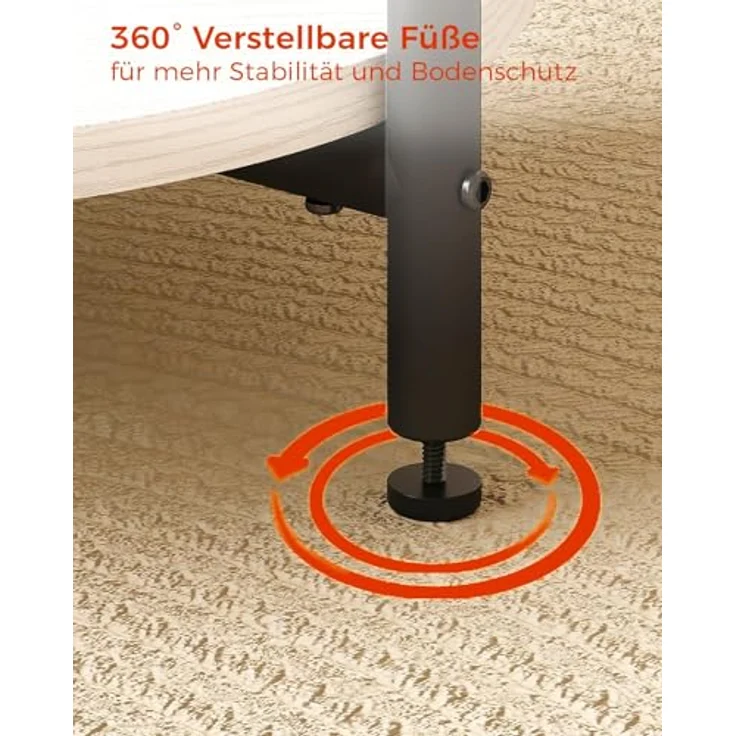 IRONCK Beistelltisch rund, Couchtisch mit Steckdose, Kleiner Tisch Holz, Wohnzimmertisch 2 Ablagen,Sofatisch,USB & Type-C-Anschluss, Metallrahmen, Nachttisch für Schlafzimmer (Weiß, 2 Stücke) – Bild 8