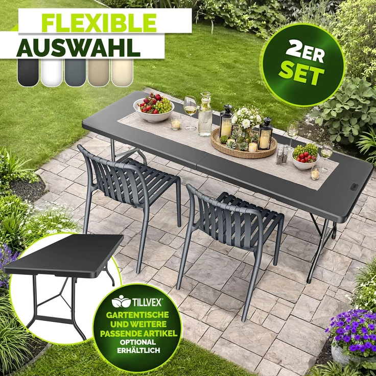 tillvex® Gartenstühle 2er Set Stapelbar Wetterfest | Outdoor Stühle bis 120kg belastbar | Gartenstühle Outdoor | Terrassenstuhl Gartenmöbel Balkon Garten Terrasse – Bild 8