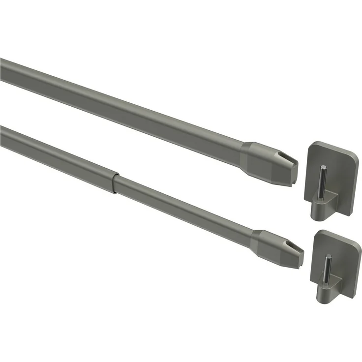 INTERDECO Vitragestange Geno, ausziehbar, Fensterflügel-Montage, Metall, Silbergrau, 2 Stk / Packung, 10/8 – Bild 1