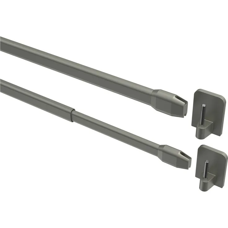 INTERDECO Vitragestange Geno, ausziehbar, Fensterflügel-Montage, Metall, Silbergrau, 2 Stk / Packung, 10/8