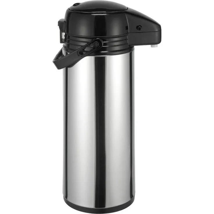 HAC24 Pump-Isolierkanne Thermoskanne Isolierkanne Teekanne Thermo Kaffee Airpot Pumpkanne, 1,9 l, Edelstahl, Mit Pumpmechanismus & Tragegriff