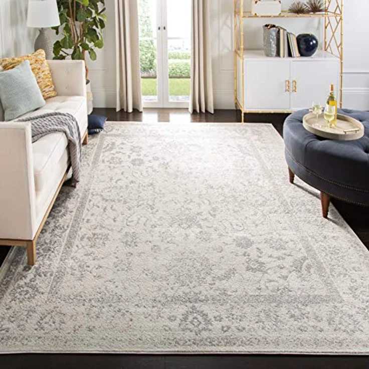 Safavieh Teppich 235x305 cm - Adirondack Collection - Groß - Transitional Design, Elfenbein & Silber, Pflegeleichte Synthetikmischung, Ideal für Wohnzimmer, Schlafzimmer, Büro | 1 cm Flor, Teppich für den Innenbereich, langlebig, kinder- und haustier... – Bild 9