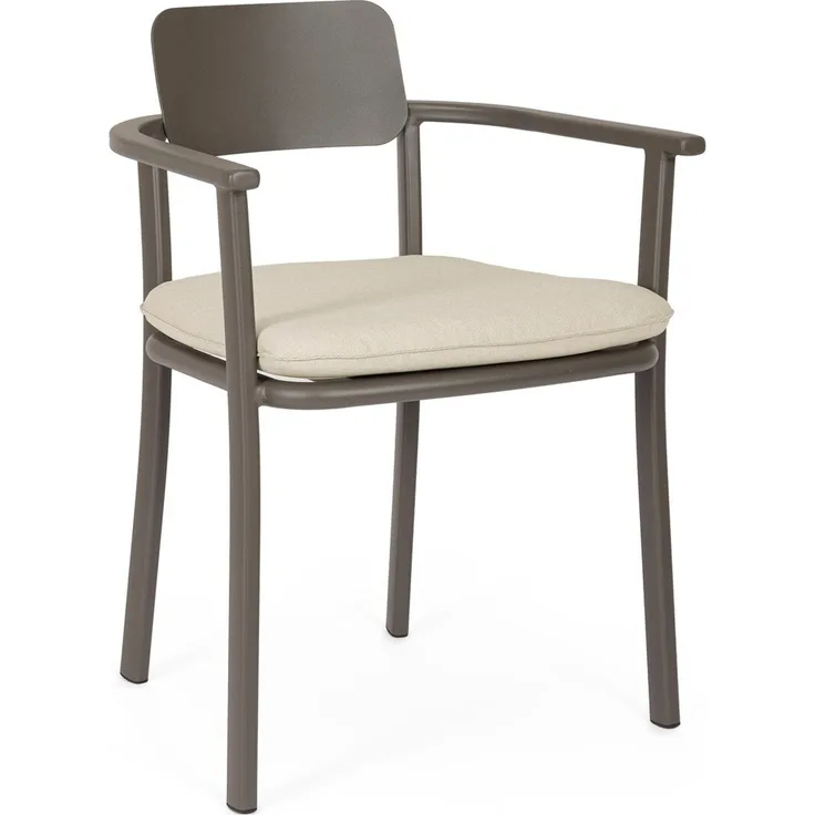 4er-Set Gartenstuhl Anekas - Aluminium Kakao Braun, Olefin, stapelbar, inkl. Sitzkissen