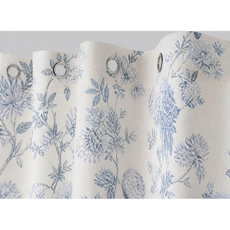 Duschvorhang mit Blumen-Digitaldruck, wasserabweisend und schimmelresistent, Weiß-Blau, 180x180 cm – Bild 3
