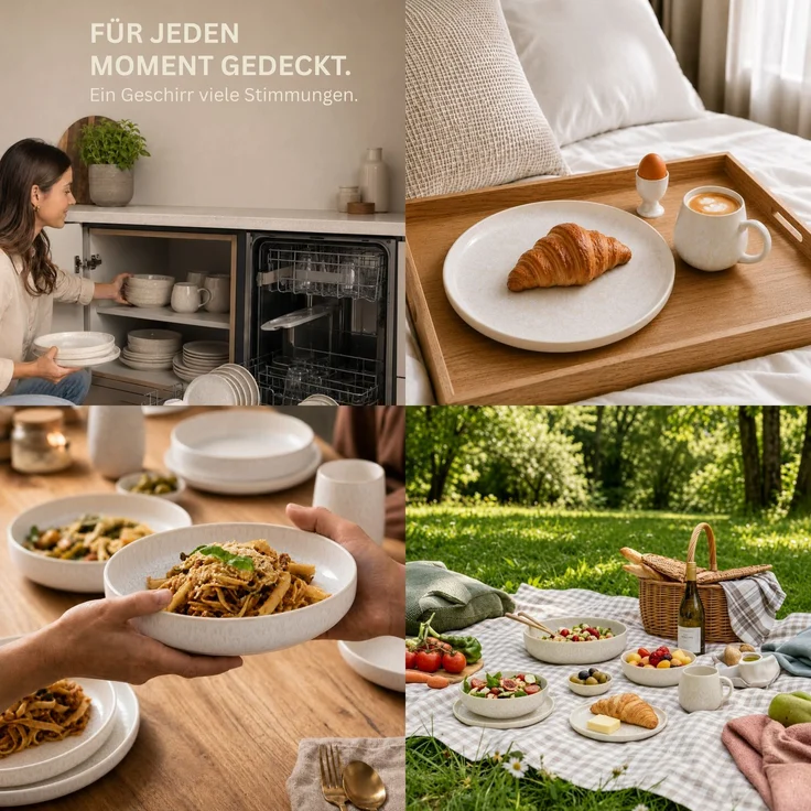 SÄNGER Steingut Geschirrset Korfu,Tafelservice 16 teilig für 4 Personen – Bild 7