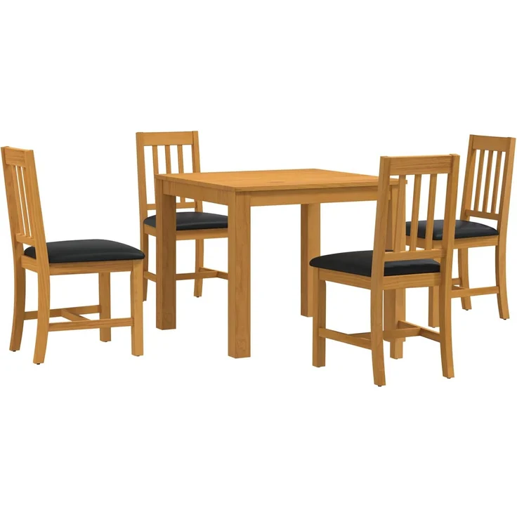 vidaXL Essgruppe VENLO 5 stk. Schwarz 90 x 90 x 75 cm Massivholz Eiche 3430331 – Bild 2