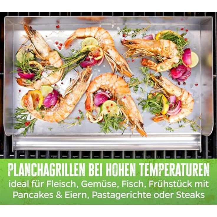 Grillfürst Grillplatte Grillfürst Edelstahl Plancha / Grillplatte / Teppanyaki Pfanne Größe M - 41 x 24,5 cm – Bild 5