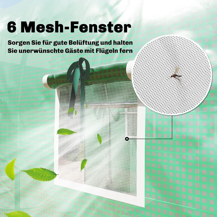 Outsunny Foliengewächshaus, PE, Stahl, Grün, 200L x 300B x 200H cm – Bild 7