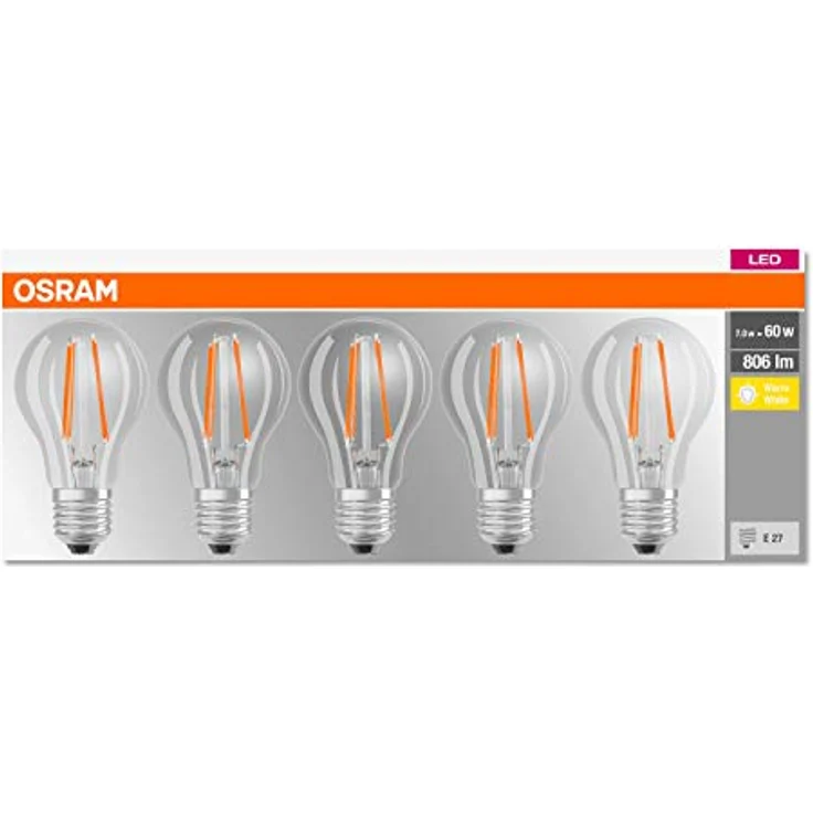 OSRAM LED-Lampe E27 Classic Filament, warmweiß, 6,5W, 5er Pack – Bild 4