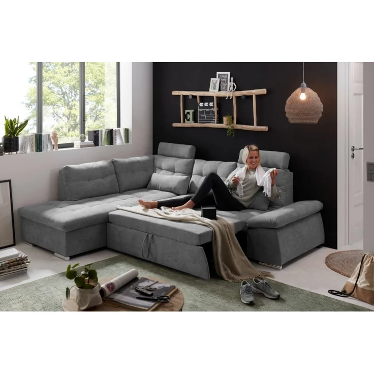 Entdecken Sie zeitlose Eleganz: Das Nalo Schlafsofa von ED Exciting Design mit verstellbaren Armlehnen und Bettkasten – Bild 2