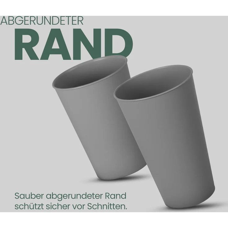 Becher Kunststoff - Mehrweg Grau 0,4L 8er-Pack – Bild 6
