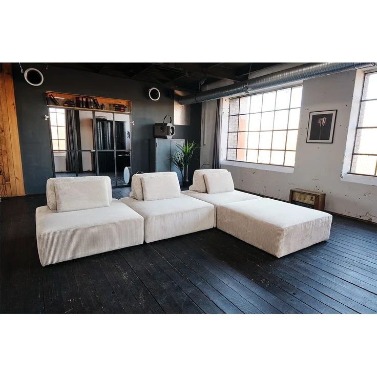KAWOLA Modulsofa WIOLO SOFT 4 Module 4 Rückenkissen Cord cremeweiß 84 x 222 x 333 cm – Bild 7