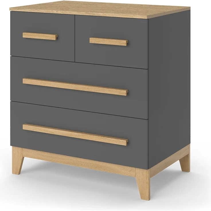 Kommode Malia Grau 80 x 88 cm mit 4 Schubladen Vitalispa – Bild 1