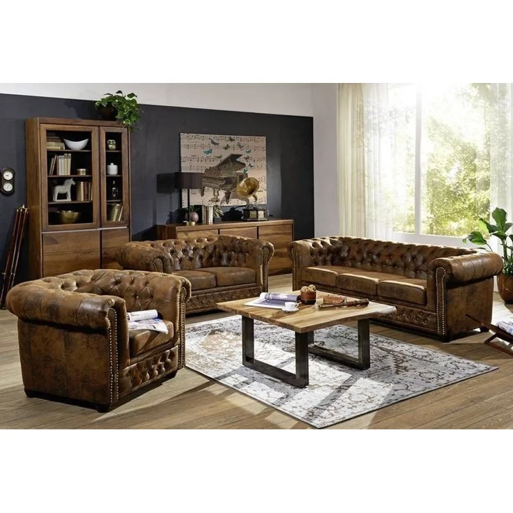 Sofa 203x86x72 braun CHESTERFIELD – Bild 7