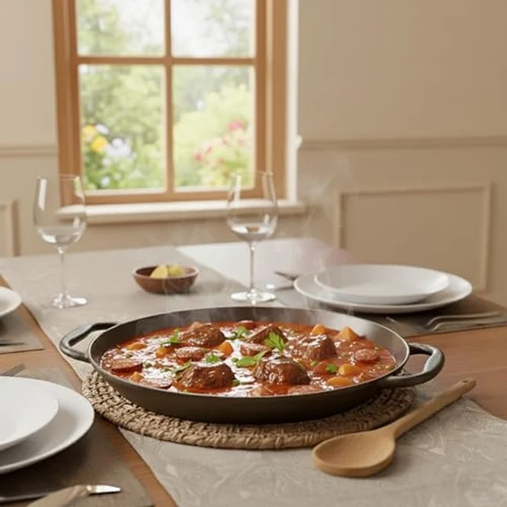 Mahlzeit Paellapfanne poliert, Ø 35 cm, Gusspfanne, Paella Pfanne, Bratpfanne, Gusseisen – Bild 2