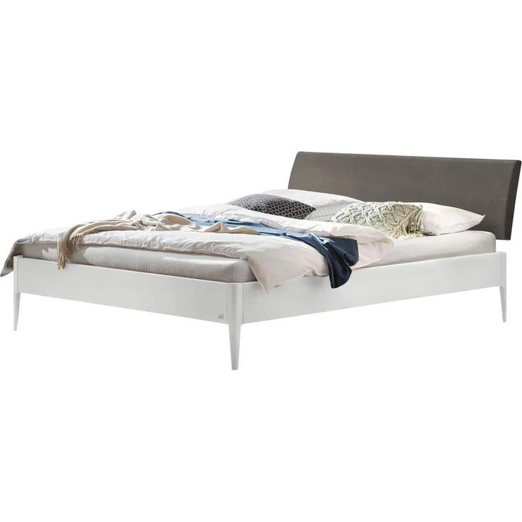 Hasena Polsterbett Fanano Grau/Weiß mit gepolstertem Kopfteil 180x210 cm, Komforthöhe 25 cm MDF weiss deckend